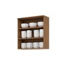 Armário Aéreo 2 Portas de Vidro 80cm Yasmin Nature Espresso Móveis - 4