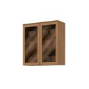 Ver imagem 2 de Armário Aéreo 2 Portas de Vidro 80cm Yasmin Nature Espresso Móveis