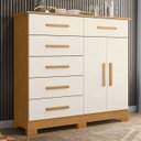 Ver imagem 2 de Cômoda para Quarto 2 Portas 124cm Ester A02 Off/cinamomo - Mpozenato