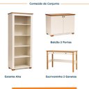 Ver imagem 2 de Conjunto Home Office 1 Mesa 120cm 2 Gavetas 1 Estante 1 Armário 2 Portas Ananda CabeCasa MadeiraOriginals Off White Mel Branco