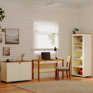 Kit Home Office 1 Mesa 120cm 2 Gavetas 1 Estante 1 Armário 2 Portas Ananda Cabecasa Madeiramadeira