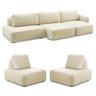 Conjunto Sala de Estar 1 Sofá Retrátil Modulado 372cm e 2 Poltronas Santiago Bouclê Off White G89 - - 1
