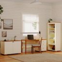 Ver imagem 1 de Conjunto 3 Peças com Escrivaninha, Estante e Armário Ananda CabeCasa MadeiraOriginals Off White Mel Branco 100% MDF