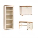 Ver imagem 2 de Conjunto 3 Peças com Escrivaninha, Estante e Armário Ananda CabeCasa MadeiraOriginals Off White Mel Branco 100% MDF