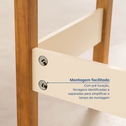 Conjunto 3 Peças com Escrivaninha, Estante e Armário Ananda CabeCasa MadeiraOriginals Off White Mel - 10