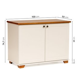 Conjunto 3 Peças com Escrivaninha, Estante e Armário Ananda CabeCasa MadeiraOriginals Off White Mel - 4