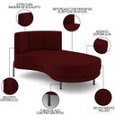 Ver imagem 3 de Chaise Longue Divã 164cm Braço Direito Logus D06 Veludo Vermelho - Mpozenato
