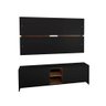 Rack E Painel De Tv 160cm Madeirado Preto Lilies Móveis - 2