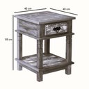 Ver imagem 3 de Mesa Cabeceira 40 Cm 1 Gaveta Madeira Maciça Pátina