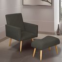 Ver imagem 1 de Poltrona Decorativa Nina e Banqueta Josi Suede Cinza - MV Estofados Shop