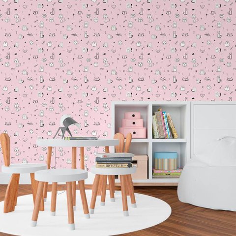 Papel de Parede Infantil - Gatinhos 3 Arte Destaque 1,50 Metros