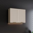 Ver imagem 1 de Armário Aéreo 2 Portas Ripado 80cm Aurora Espresso Móveis