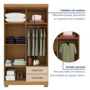 Ver imagem 4 de Guarda-Roupa Solteiro 4 Portas 2 Gavetas Itapema Bege/Carvalho Americano/Off White