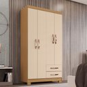 Ver imagem 1 de Guarda-Roupa Solteiro 4 Portas 2 Gavetas Itapema Bege/Carvalho Americano/Off White