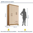 Ver mais imagens de Guarda-Roupa Solteiro 4 Portas 2 Gavetas Itapema Bege/Carvalho Americano/Off White