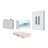 Berço Bala de Menta, Cômoda Americano e Guarda Roupa Aquarela Branco e Colchão - Fdecor - 1