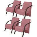 Ver imagem 1 de Kit 4 Poltronas 1 Lugar Vênus Pé Madeira Suede Rosa