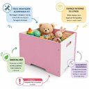 Ver imagem 4 de Caixa Baú Infantil de Madeira 3 em 1, Banquinho, Organizador de Brinquedos e Roupas
