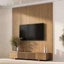 Ver imagem 1 de Rack com Painel Ripado TV até 75 Polegadas Planejado 200x230cm Aruá CabeCasa MadeiraOriginals Marrom Jatobá