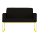 Ver imagem 3 de Kit 2 Poltronas + Namoradeira Lugares Recepção Base Dourada Cor:preto