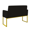 Ver imagem 4 de Kit 2 Poltronas + Namoradeira Lugares Recepção Base Dourada Cor:preto