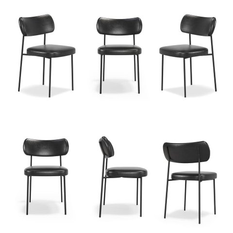 Kit 6 Cadeiras Escritório Stela Couro Sintetíco Preto - Belliv Decor