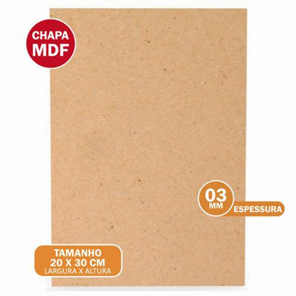 Chapa De Mdf Cru 3mm Placas 20x30 Artesanato 60 Unid. Arte na Arte