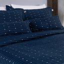 Ver imagem 4 de Kit Colcha Cobre Leito Casal King Bordado Urbany Hipercal Sofisticado 400 Fios Dupla Face 3 Peças:Az