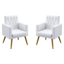 Ver imagem 1 de Kit 2 Poltronas Decorativas Estofadas Vega Rodapé e Botões Para Sala de Estar Couro Artificial Branc