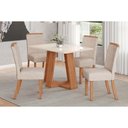 Ver imagem 1 de Conjunto Mesa Sala Jantar Lins com Tampo Reto Madeirado com Vidro 120x80cm e 4 Cadeiras Malu Nature