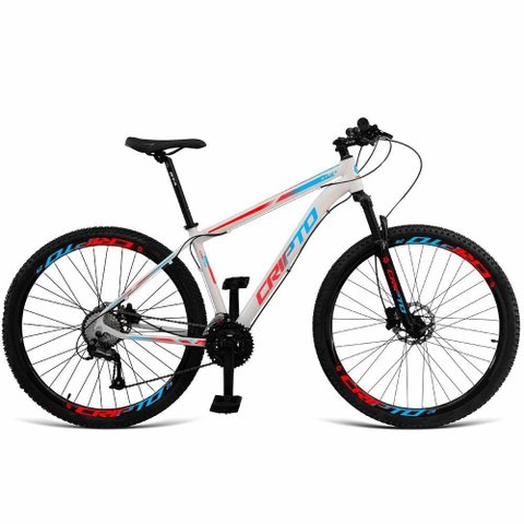 Bicicleta Aro 29 Cripto 21 Marchas Freio Disco C- Suspensão - 17" Branco-azul e Vermelho