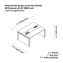 Ver imagem 3 de Estação de Trabalho Mesa Plataforma Escritório Dupla para 2 Pessoas com Caixa de Tomada Pé Painel Preto/Grafito