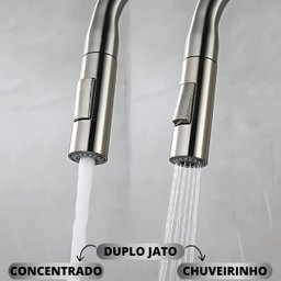 Torneira Gourmet Extensivel Cozinha Pia Ducha Articulada 2 Jatos Monocomando Agua Quente Fria Mesa B - 3
