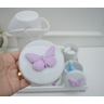 Kit Higiene Porcelana Bebê Menina Borboleta Lilas Bancada Baby - 2