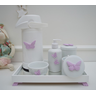 Kit Higiene Porcelana Bebê Menina Borboleta Lilas Bancada Baby - 1