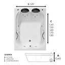 Ver imagem 2 de Banheira Dupla Olinda Completa com Hidro em Acrílico - 1.80x1.20x0.40 - 220v