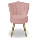 Ver imagem 2 de Cadeira para Studio Maquiagem Clinica Estética Veludo Rose Pés Dourado Bz Home Decor