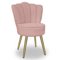 Cadeira para Studio Maquiagem Clinica Estética Veludo Rose Pés Dourado Bz Home Decor - 4