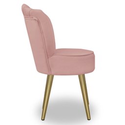 Cadeira para Studio Maquiagem Clinica Estética Veludo Rose Pés Dourado Bz Home Decor - 3