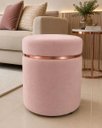 Ver imagem 1 de Puff Superior Rose Gold, Cor Nude Rose Veludo - Let Móveis
