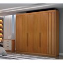 Ver imagem 1 de Guarda-roupa 06 Portas São Carlos MDF, portas ripadas e 6 gavetas internas