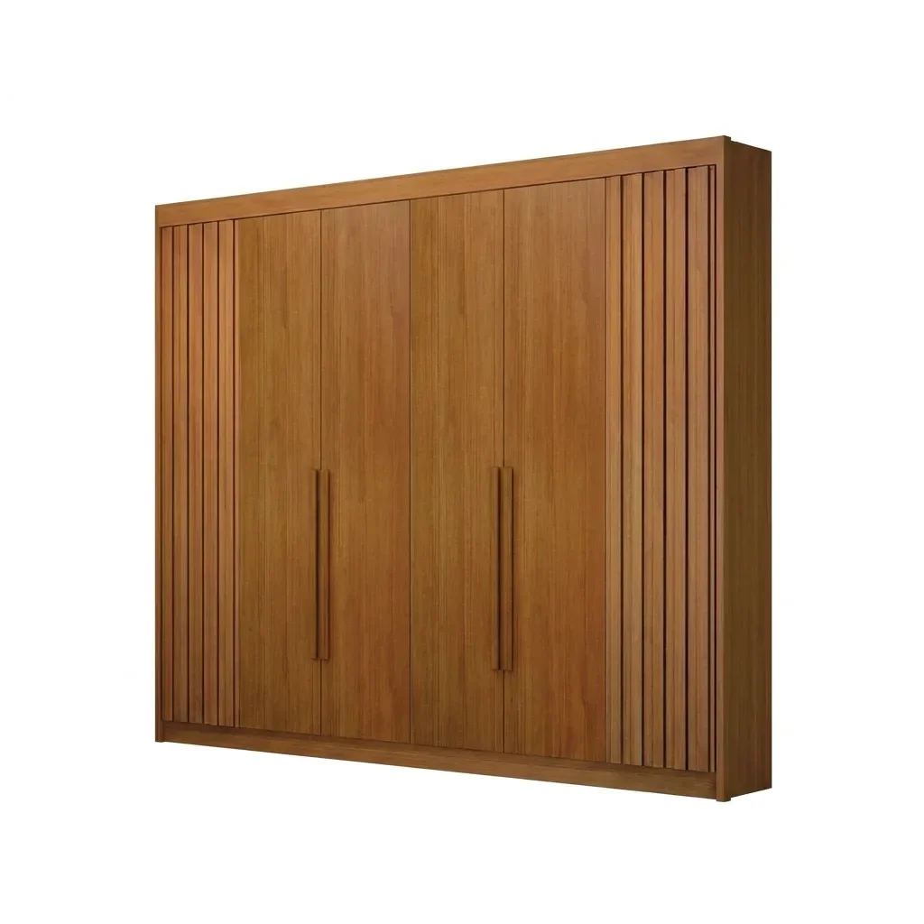 Ver imagem 2 de Guarda-roupa 06 Portas São Carlos MDF, portas ripadas e 6 gavetas internas