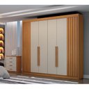 Ver imagem 1 de Guarda-roupa 06 Portas São Carlos MDF, portas ripadas e 6 gavetas internas