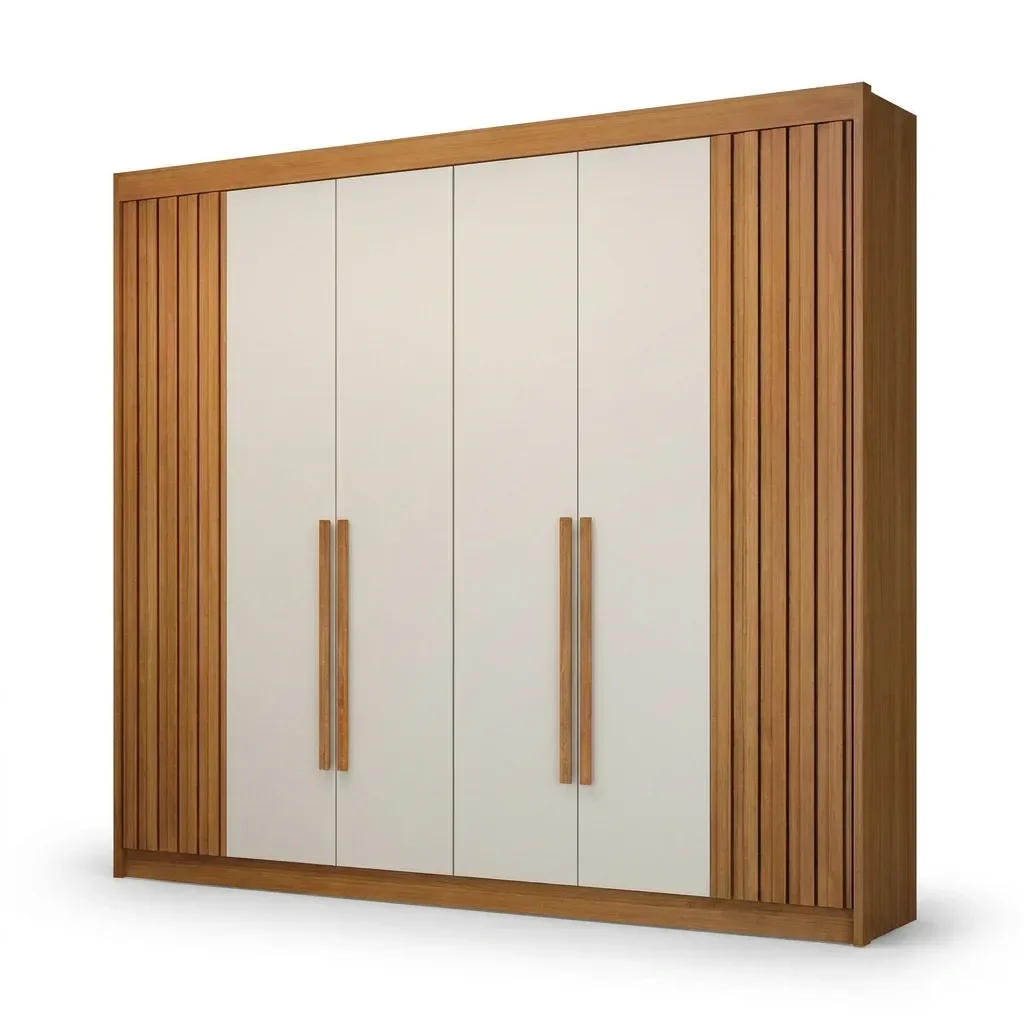 Ver imagem 2 de Guarda-roupa 06 Portas São Carlos MDF, portas ripadas e 6 gavetas internas