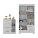 Ver imagem 3 de Quarto Infantil Completo Guarda Roupa 4 Portas 2 Gavetas com Cômoda Amy Espresso Móveis Branco