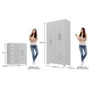 Ver imagem 4 de Quarto Infantil Completo Guarda Roupa 4 Portas 2 Gavetas com Cômoda Amy Espresso Móveis Branco