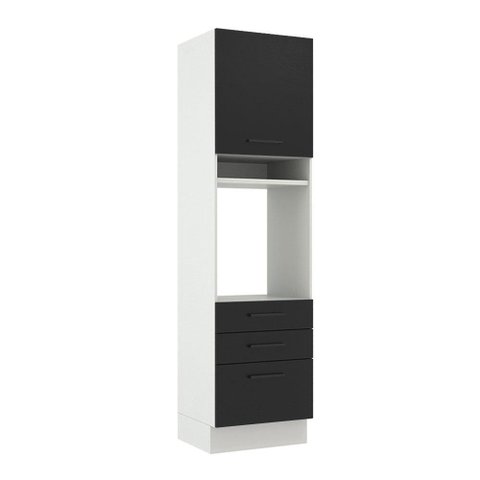Torre Quente Agata 60cm 1 Porta e 3 Gavetas Branco e Preto