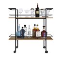 Ver imagem 3 de Carrinho Bar Industrial com 2 Prateleiras P1036 Preto/mel