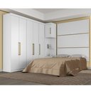 Ver imagem 1 de Jogo de Quarto Modulado Firenze de Casal Branco 7 Pçs Painel de Casal + Mesa de Cabeceira + Roupeiro