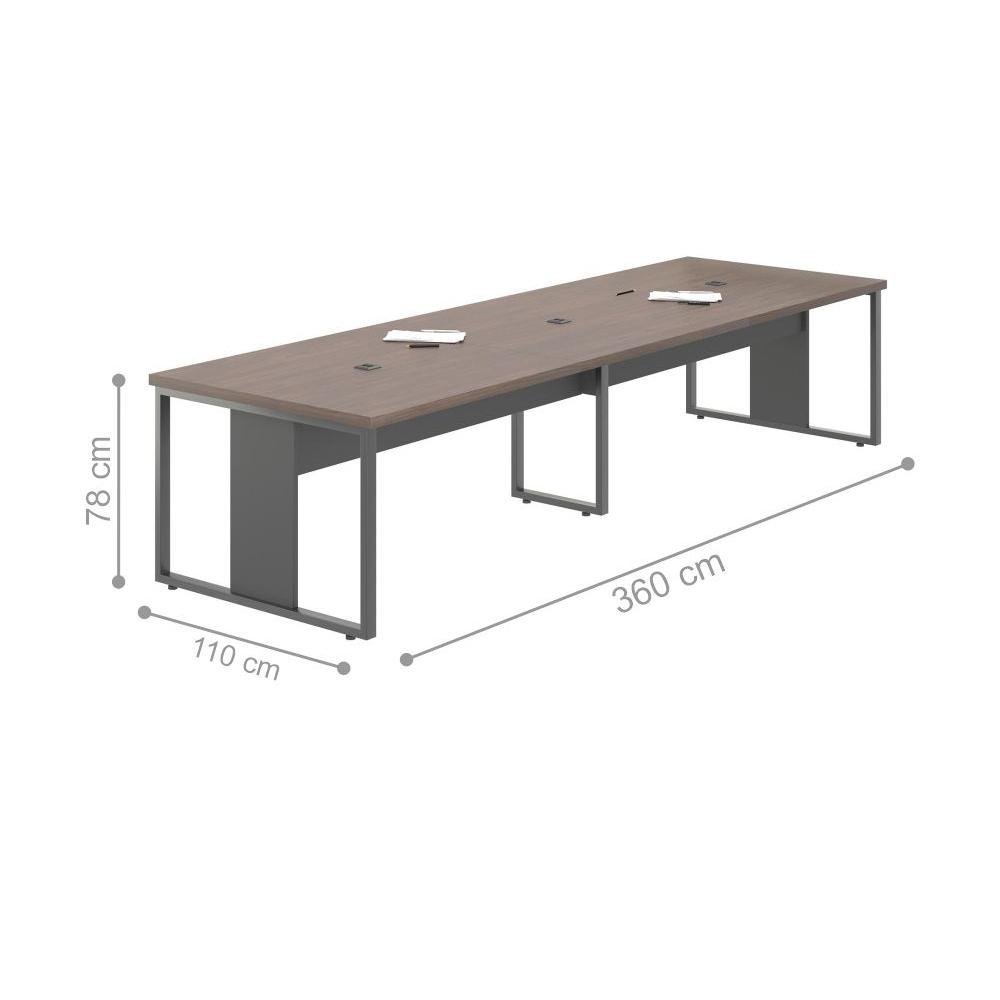 Conjunto Mesa com Painel e Cadeiras Krabi Freijó Preto - 3